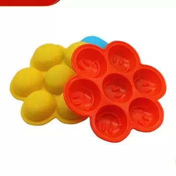 Силиконовый лоток для льда с 7 отверстиями, креативный смайлик, силиконовая форма для льда, силиконовая форма оранжевый