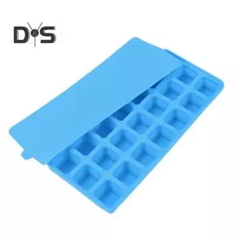 Силиконовый лоток для льда с крышкой, 21 большой кубик, легко снимаемая складная форма для льда, гибкая форма для заморозки для хранения и укладки синий