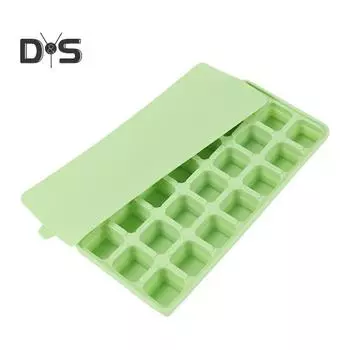 Силиконовый лоток для льда с крышкой, 21 большой кубик, легко снимаемая складная форма для льда, гибкая форма для заморозки для хранения и укладки