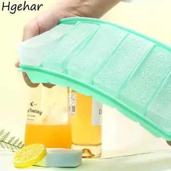 Силиконовый лоток для льда с крышкой, креативные прямоугольные формы, кухонные принадлежности пищевого класса, форма для коктейлей и сока из холодильника синий