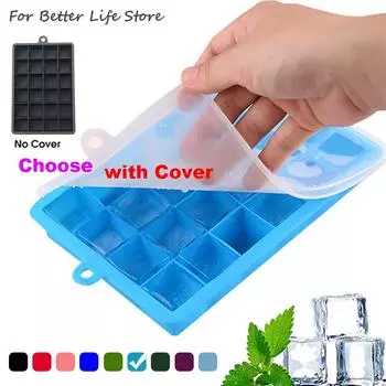 Силиконовый лоток для льда с крышкой/без крышки, 24 отверстия, квадратная коробка, вспомогательная форма для еды, пюре, сыра, желе, бар, кухонный инструмент, кубик для коктейлей