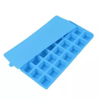 Силиконовый лоток для льда Yousheng с крышкой, 21 большой кубик, легко снимаемая складная форма для льда, гибкая форма для заморозки для хранения и укладки синий
