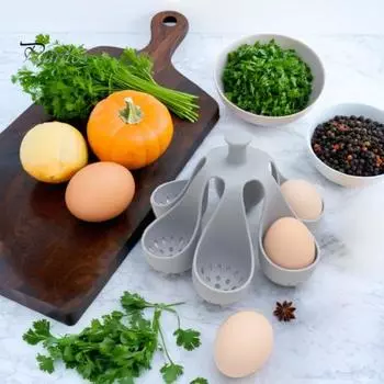 Силиконовый лоток для яиц с 4/6 отверстиями. Устойчивый к высоким температурам яйцеварка для быстрого приготовления. Ручка с защитой от ожогов. Легко очищаемый держатель для яиц. 4Grid