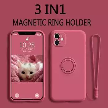 Силиконовый магнитный чехол-держатель для iPhone13 mini 11 12Pro max XR XS X 8 7 Plus, мягкий чехол-подставка для автомобиля, держатель для пальцев For iPhone 6