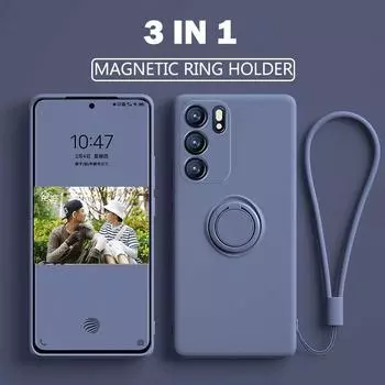 Силиконовый магнитный чехол для OPPO Reno 6 5 7 Pro Plus 4G 5G A52 A92 A72 A15S A54 A74 A73 X5 держатель кольца мягкий чехол с ремешком Reno 5 Pro 5G