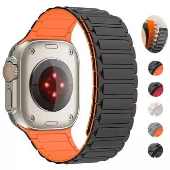 Силиконовый магнитный ремешок для Apple Watch Band Ultra 2 49 мм 46 мм 45 мм 44 мм 42 мм 41 мм 40 мм 38 мм браслет iWatch Series 10 9 8 7 6 SE Correa 38mm 40mm 41mm