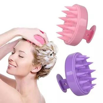 Силиконовый массажер для кожи головы, щетка для шампуня, скраб для волос, массажер для волос для снятия стресса в душе, идеально подходит для влажного или сухого использования розовый