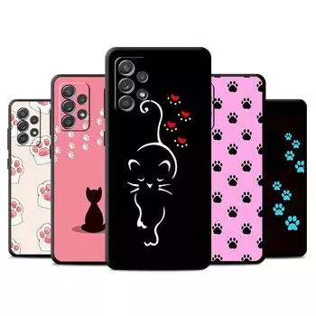 Силиконовый матовый чехол для телефона Samsung Galaxy A13 A32 A22 A12 A11 A72 A21s A51 4g A71 A52 5g A91 A53, чехлы с дизайном в виде кошачьей лапы Samsung A11
