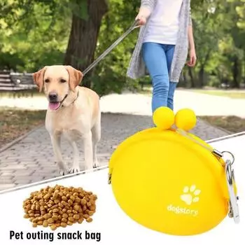 Силиконовый мешочек для лакомств для собак, сумка для щенков, поясная сумка с зажимом, переносной держатель для переноски корма для собак для тренировок на открытом воздухе оранжевый