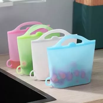 Силиконовый мешок для еды Матовый силиконовый мешок для хранения свежих продуктов питания Многоразовая сумка для морозильной камеры Герметичный верх на молнии Коробка для завтрака с фруктами розовый