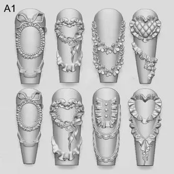 Силиконовый молд для ногтей в виде банта и ленты, украшения для ногтей в виде цветов, инструменты для маникюра для самостоятельного дизайна ногтей, стереоскопическая штамповка A1