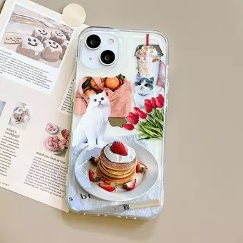 Силиконовый мягкий чехол для телефона «Сладкая клубника, конфеты, цветы, милые кошки», чехол для Iphone 11 12 Pro Max 13 Xsmax X Xr, чехол с рисунком «Космос» For iphone 13promax