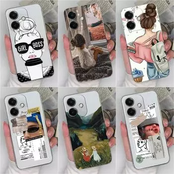 Силиконовый мягкий чехол TPU для Oppo K12x Realme 13 Pro Pro+ Narzo N63 A3x, прозрачные бамперы, чехлы для девочек и мальчиков, противоударный корпус для Oppo Oppo A3x 4G