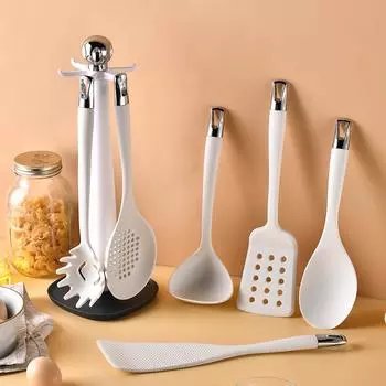 Силиконовый набор кухонных принадлежностей из 7 предметов, кухонный органайзер, силиконовая кухонная лопатка, набор ложек, набор кухонных принадлежностей 7pcs/set