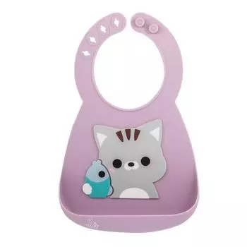 Силиконовый нагрудник Baby-chan, котик, 1 шт., 1 шт.