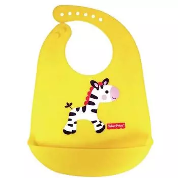 Силиконовый нагрудник Fisher Price, желтый, 1 шт., 1 шт.