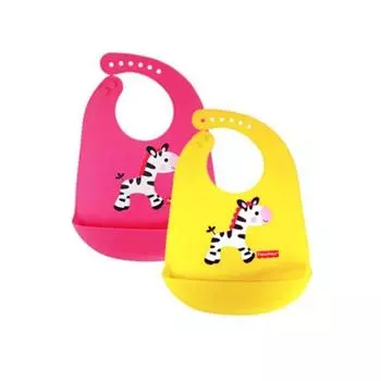 Силиконовый нагрудник Fisher-Price, желтый, розовый, 2 шт., 1 шт.