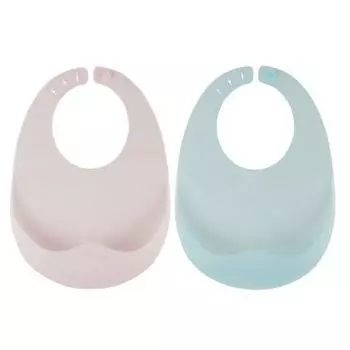 Силиконовый нагрудник Yekko Mom Jelly, комплект из 2 предметов, нежно-розовый, французский синий, 1 комплект