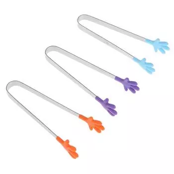 Силиконовый нержавеющая сталь Кухонный щипцы для льда Еда Барбекю Салат Ручной зажим фиолетовый