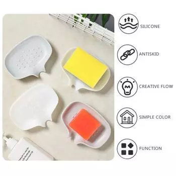 Силиконовый нескользящий держатель для губки для душа, поднос для мыльницы, сливная полка серый