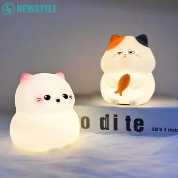 Силиконовый ночник с изображением кота, USB перезаряжаемый детский ночник Kawaii, беспроводные ночники для декора детской комнаты