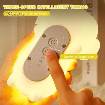 Силиконовый ночник с таймером автоматического выключения. Милый дизайн в виде щенка. Защита глаз без мерцания. Сенсорное управление. Светодиодный прикроватный светильник. белый