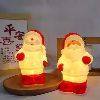 Силиконовый ночник в виде Санта-Клауса и снеговика, сенсорный светодиод с регулировкой яркости, питание от батареек, идеально подходит для вечеринок и домашнего декора, батарейки входят в комплект 1pc
