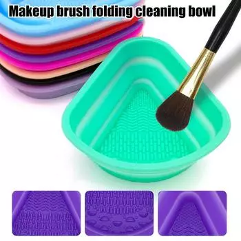 Силиконовый очиститель для кистей для макияжа, складная губка-пуховка, миска для чистки, кисти для теней для век, мягкий коврик для мытья косметических инструментов, коробка-скребок красный