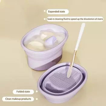 Силиконовый очиститель для кистей для макияжа, спонж для сушки, складная тарелка для мытья кистей для теней, мягкий подвесной коврик, косметический инструмент фиолетовый