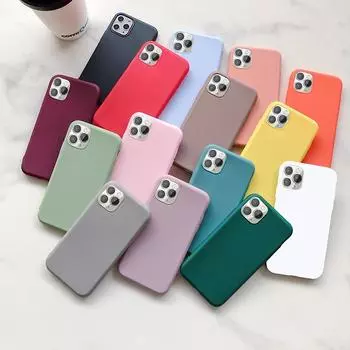 Силиконовый однотонный чехол для iPhone 12 i12 Mini IPHONE 11 i8 Plus 7 6 Мягкий чехол Candy Phone Cases для iPhone XS 11 Pro MAX XR X XS Max 12 Pro Max iPhone 12 Pro белый