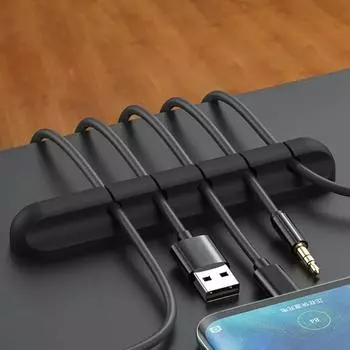 Силиконовый органайзер для USB-кабеля Устройство для намотки кабеля Настольные аккуратные зажимы для управления Держатель кабеля для мыши Органайзер для наушников 1PCS