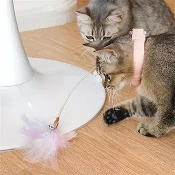 Силиконовый ошейник для котят Интерактивные игры Забавные перьевые тизеры Обучающие игрушки Самовозбуждающийся ошейник Многофункциональные товары для домашних животных синий