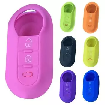 Силиконовый откидной чехол с 3 кнопками и дистанционным автомобильным брелоком для Fiat 500 небесно-голубой