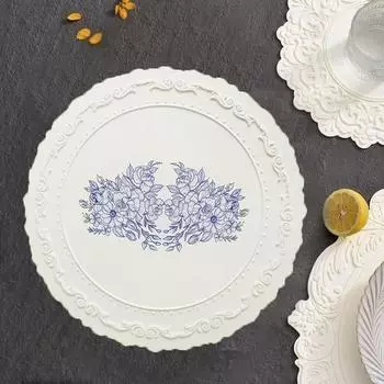 Силиконовый овальный круглый подстаканник с цветочным тиснением, большой кружевной подстаканник, нескользящий корейский коврик для тарелок, обеденная посуда, подставки под чашки as picture
