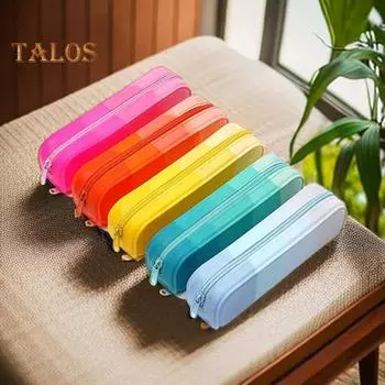 Силиконовый пенал градиентного цвета, сумка-карандаш на молнии, легкий пенал, органайзер для канцелярских принадлежностей розы красного