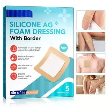 Силиконовый пластырь стерильный дышащий, безопасный для кожи, одноразовые дышащие пластыри для ран 5 шт. One Size