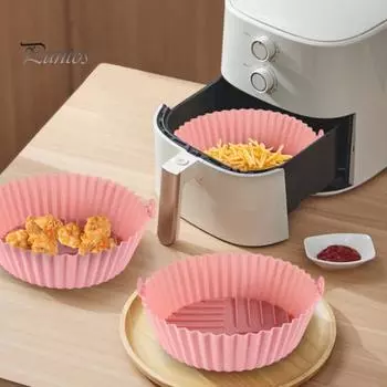 Силиконовый поддон для аэрофритюрницы предотвращает появление остатков Силиконовый подклад для аэрофритюрницы без содержания бисфенола А, сменный для пергаментной бумаги Аксессуары для аэрофритюрницы, безопасные для пищевых продуктов Small синий