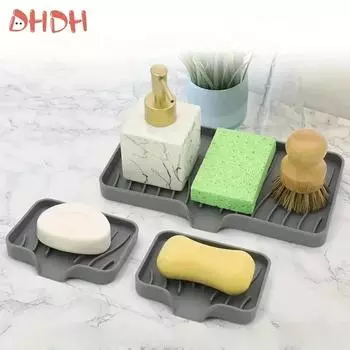 Силиконовый поддон для раковины со сливом, держатель для хранения губки для мыла, щетка для мытья посуды на столешнице, полка для хранения мыла, кухонный органайзер