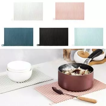 Силиконовый поддон для сушки, теплоизоляция, подставка для столешницы, минималистичный поддон для сушки, кухня чёрный