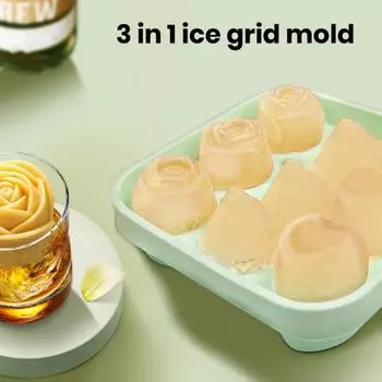 Силиконовый поднос для кубиков льда с крышкой Виски с бриллиантами в форме сердца и розы Большая форма для льда 3-в-1 Герметичная машина для приготовления кубиков льда для медленно тающих коктейлей, напитков розовый