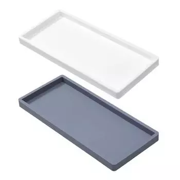 Силиконовый поднос для ванной комнаты, прямоугольный/овальный, для хранения раковины, поднос для туалетного столика, безделушка 20x10cm-White Rectangular