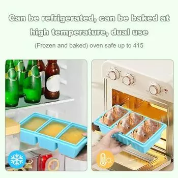 Силиконовый поднос для заморозки Yousheng с крышкой, 3-секционная силиконовая форма для заморозки супов, соусов, устройство для приготовления кубиков льда без содержания бисфенола А M чёрный
