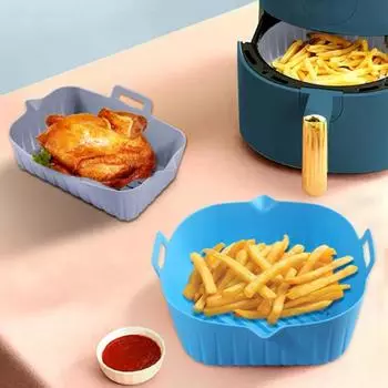 Силиконовый поднос, маслостойкий бинауральный дизайн, дренажный резервуар с антипригарным покрытием, высокая термостойкость, утолщенная корзина с подкладкой для фритюрницы для кухни Square красный