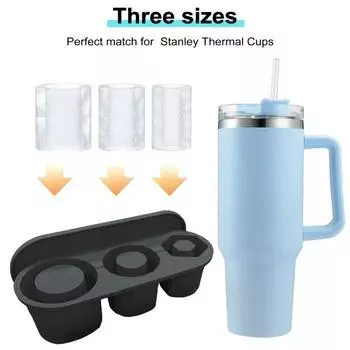 Силиконовый полый цилиндр, лоток для кубиков льда с крышкой, медленно плавящийся, герметичный, легкосъемный, форма для льда для сока колы, кофе, штабелируемая машина для изготовления кубиков льда чёрный