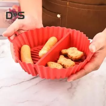 Силиконовый противень для выпечки с отделениями, антипригарный противень с двойной ручкой, не содержащий бисфенол-А, термостойкий кухонный аксессуар для выпечки хлебобулочных изделий красный