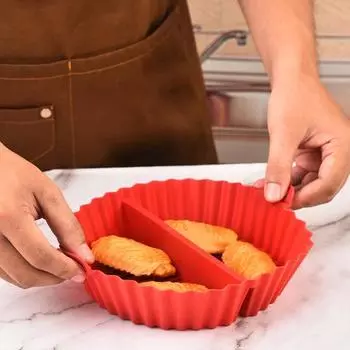 Силиконовый противень для выпечки с отделениями, антипригарный противень с двойной ручкой, не содержащий бисфенол-А, термостойкий кухонный аксессуар для выпечки хлебобулочных изделий красный