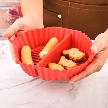 Силиконовый противень для выпечки с отделениями, антипригарный противень с двойной ручкой, не содержащий бисфенол-А, термостойкий кухонный аксессуар для выпечки хлебобулочных изделий красный