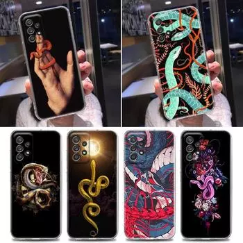 Силиконовый прозрачный чехол для Samsung Galaxy A52 A51 A53 A72 A71 A73 A32 A31 A33 A22 A11, мягкие чехлы, чехол с изображением змеи, цветов и животных Samsung A11
