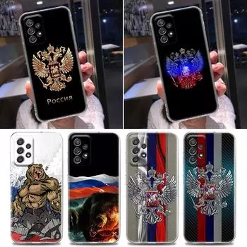 Силиконовый прозрачный чехол для Samsung Galaxy A52 A51 A53 A72 A71 A73 A32 A31 A33 A22 A11 Мягкие чехлы Чехол Россия Российские флаги Эмблема Samsung A11