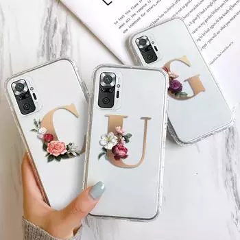 Силиконовый прозрачный чехол для телефона Redmi Note 10 Pro 9 8 Pro 7 10S 9S 8T, чехол для Xiaomi Redmi 10 9 9T 9A 9C 8A K40 K30, противоударный чехол с буквенным принтом и цветком Xiaomi Redmi 10X 5G